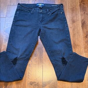 Lucky Brand Women's Black Skinny Jeans with Knee Distress